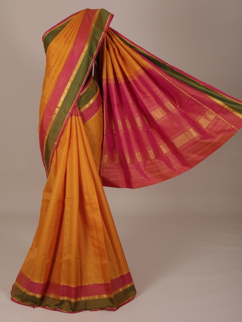 

Pothys Orange & Pink Pure Silk Solid Saree