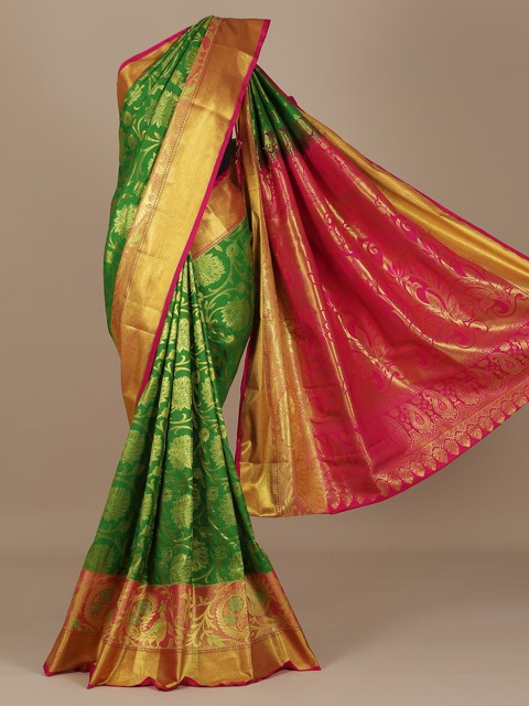 

Pothys Green & Gold-Toned Art Silk Woven Design Saree