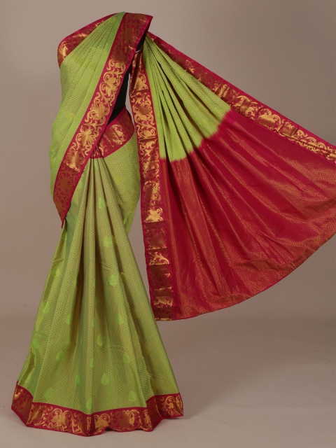 

Pothys Green & Red Pure Silk Woven Design Saree