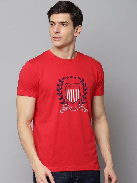 

GANT Men Red Printed Round Neck T-shirt