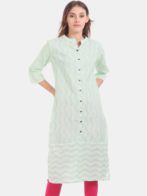 

Karigari Women Green Printed Straight Kurta