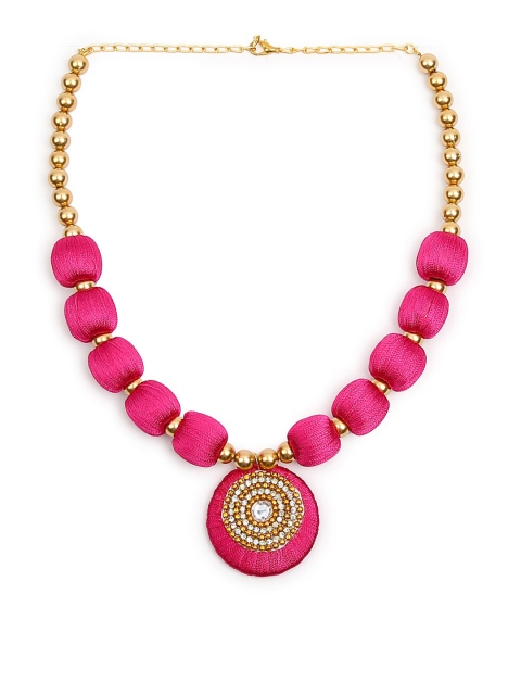 

AKSHARA Pink & Gold-Toned Handcrafted Choker Necklace