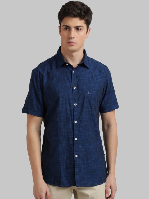 

Parx Men Blue Slim Fit Self Design Casual Shirt