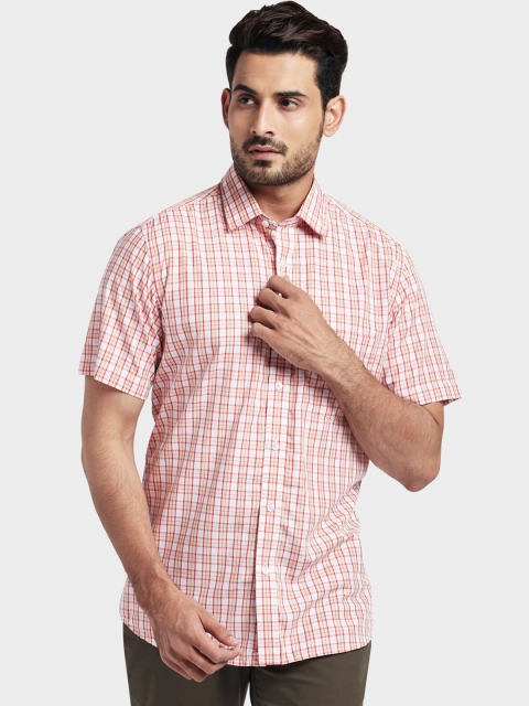 

ColorPlus Men Orange & White Tailored Fit Checked Casual Shirt