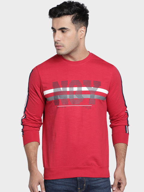 

Octave Men Red Printed Round Neck T-shirt