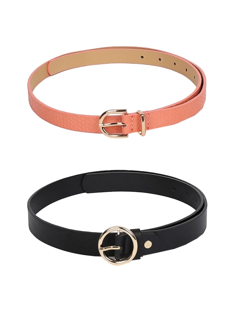 

CRUSSET Women Pack of 2 Solid Belts, Peach