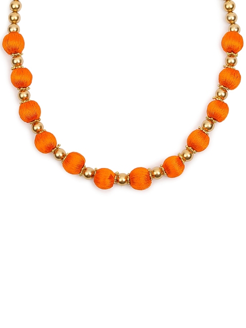 

AKSHARA Gold-Colored & Orange Beaded Handcrafted Choker Necklace