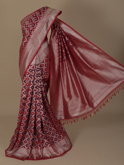 

Pothys Maroon Woven Design Jute Silk Saree