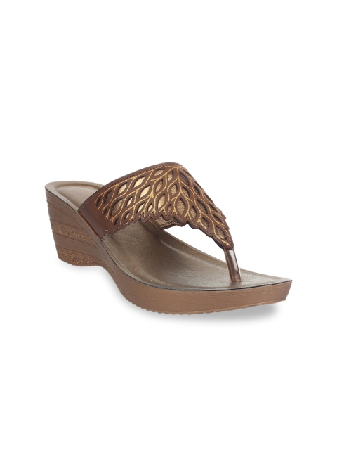 

Inblu Women Brown & Gold-Toned Embellished Wedges