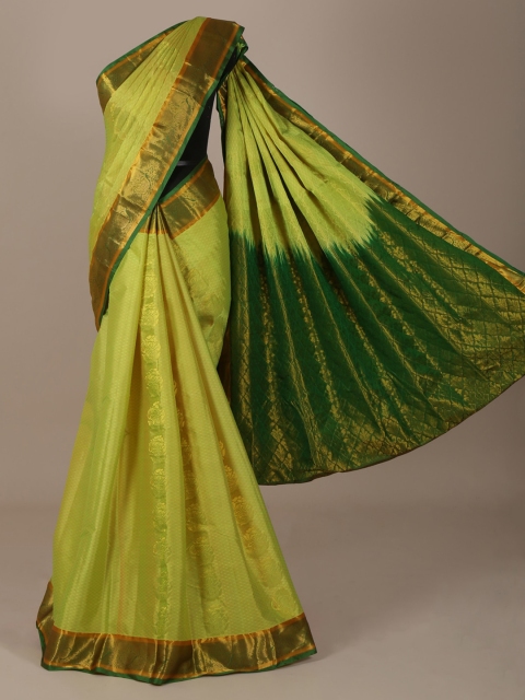 

Pothys Green & Gold-Toned Pure Silk Woven Design Saree