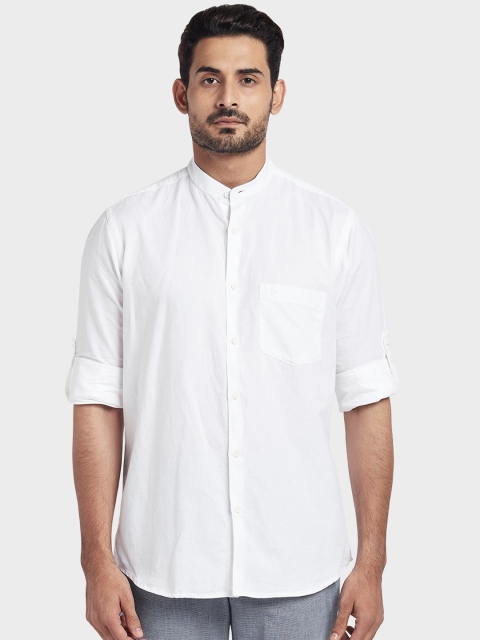

ColorPlus Men White Tailored Fit Solid Casual Shirt