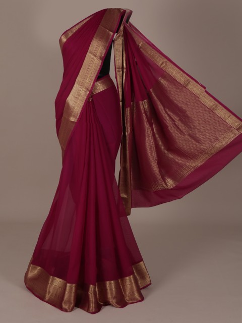 

Pothys Magenta Solid Pure Chiffon Saree