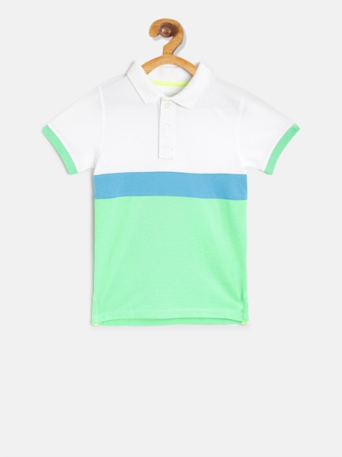 

Cherry Crumble Boys White Colourblocked Polo Collar T-shirt