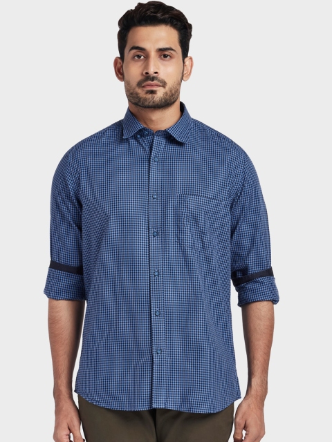 

ColorPlus Men Blue Tailored Fit Checked Casual Shirt
