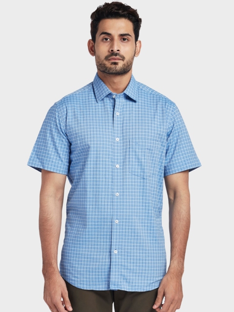 

ColorPlus Men Blue Tailored Fit Checked Casual Shirt