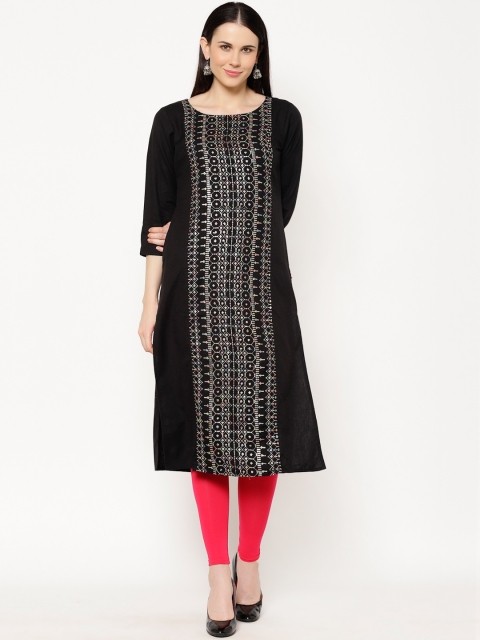 

Ramas Women Black Yoke Design Straight Kurta