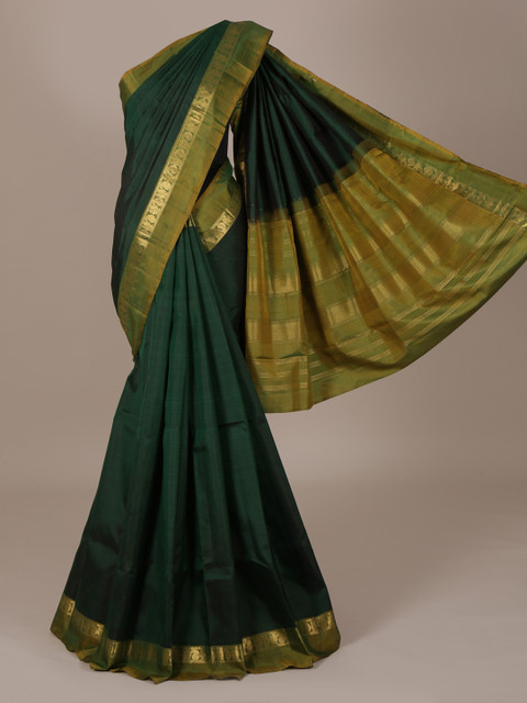 

Pothys Green Solid Pure Silk Saree