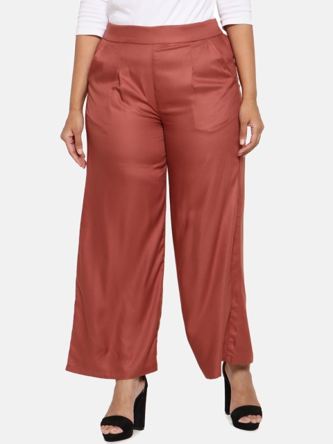 

The Pink Moon Women Rust Solid Wide Leg Palazzos