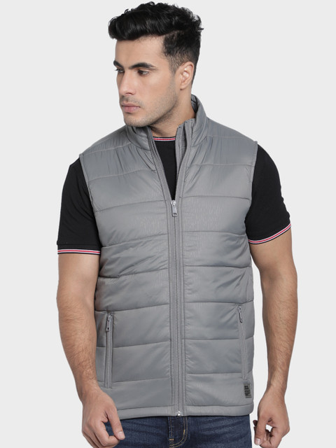 

Octave Men Grey Solid Padded Jacket