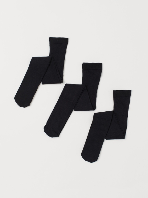 

H&M Girls Black 3-Pack Fine-Knit Tights