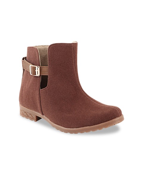 

Shoetopia Women Brown Solid Suede Heeled Boots
