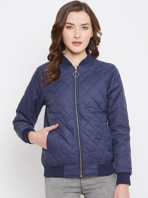 

Austin wood Women Navy Blue Solid Lightweight Quilted Jacket