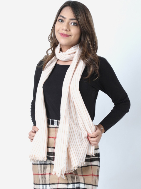 

Calvadoss Women Off White Striped Stole