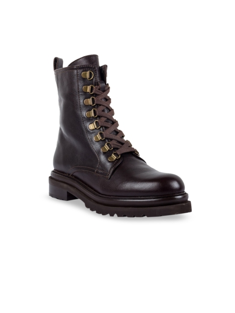 

Vanilla Moon Women Brown Solid Leather Mid-Top Flat Boots