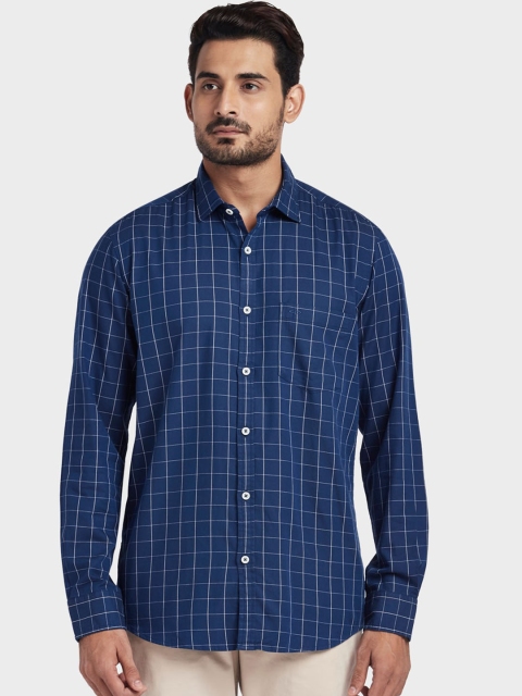 

ColorPlus Men Blue Tailored Fit Checked Casual Shirt