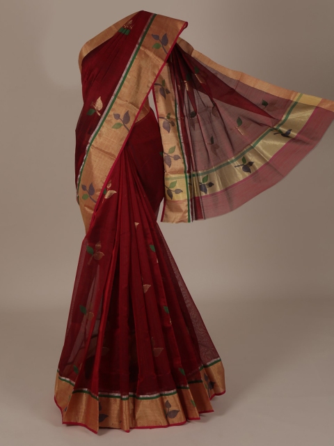

Pothys Maroon Woven Design Silk Cotton Saree