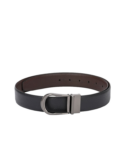 

Pacific Gold Men Black & Coffee Brown Textured Genuine Leather Reversible Belt