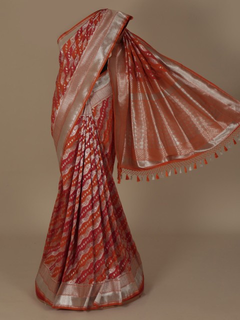 

Pothys Orange Woven Design Jute Silk Saree