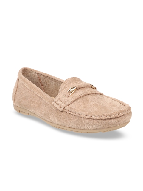 

Flat n Heels Women Beige Suede Loafers