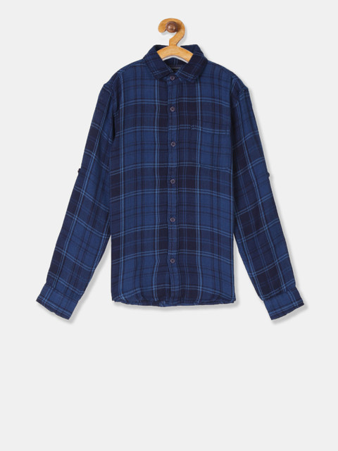 

Cherokee Boys Blue Regular Fit Checked Casual Shirt