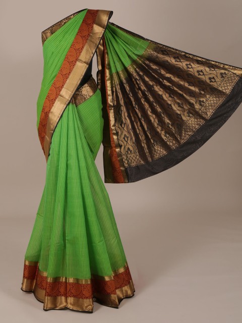 

Pothys Green Striped Silk Cotton Saree