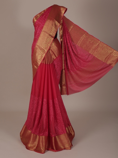 

Pothys Pink Printed Pure Chiffon Saree