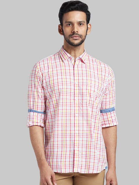 

Parx Men White & Red Slim Fit Checked Casual Shirt
