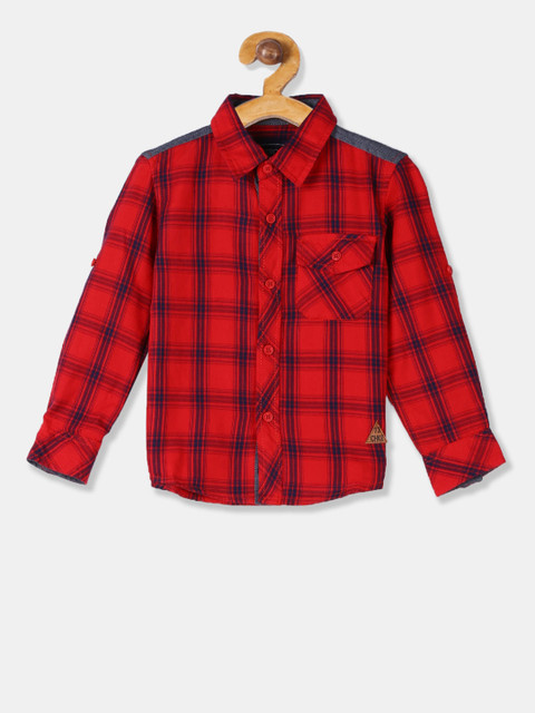 

Cherokee Boys Red & Black Regular Fit Checked Casual Shirt