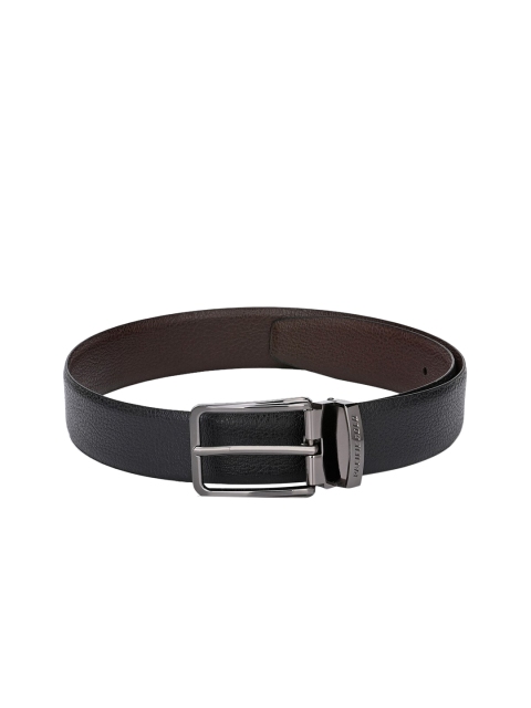 

Pacific Gold Men Black & Coffee Brown Textured Genuine Leather Reversible Belt