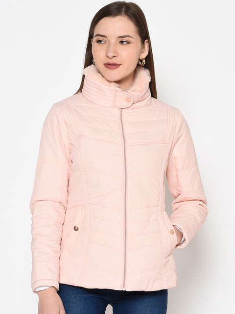

METTLE Women Peach-Coloured Solid Padded Jacket