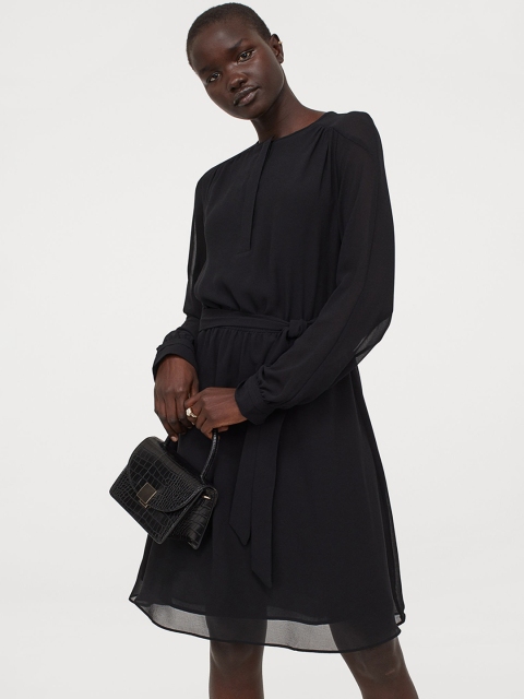 

H&M Women Black Chiffon Dress