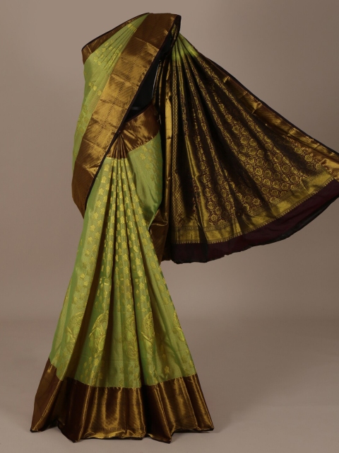 

Pothys Green & Gold-Coloured Pure Silk Woven Design Saree