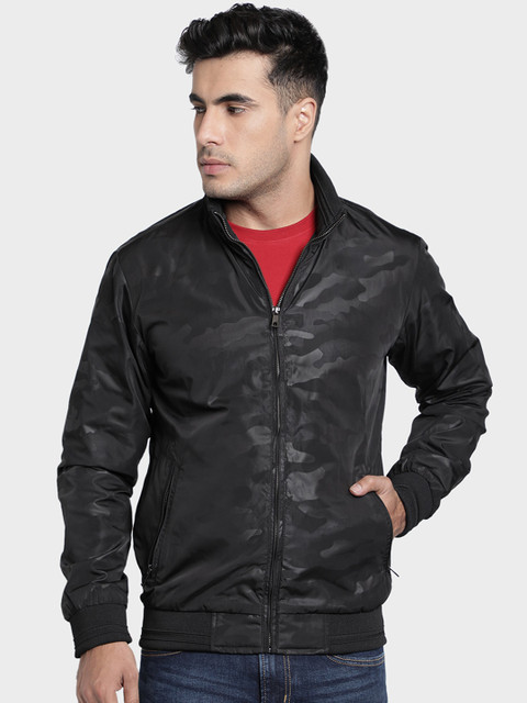 

Octave Men Black Self Design Bomber