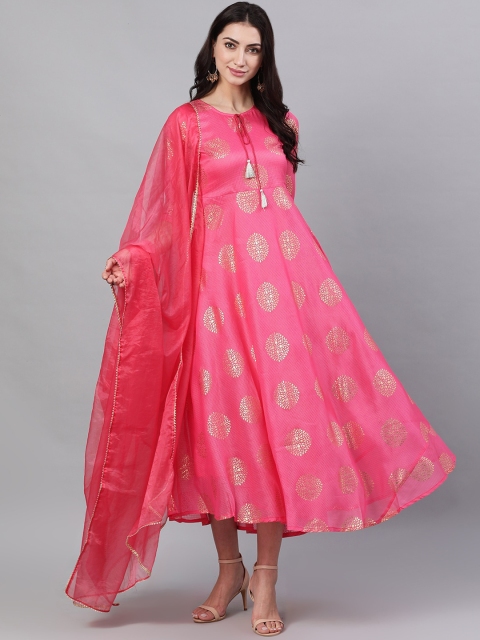 

Nayo Women Pink Printed Maxi Dress