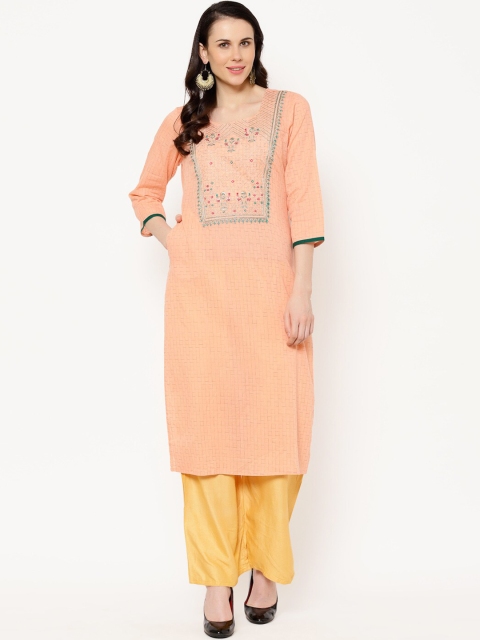 

Ramas Women Orange Printed Straight Kurta