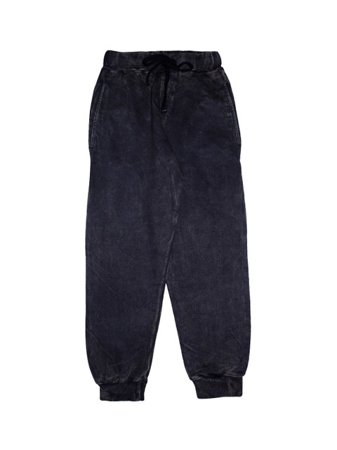 

KiddoPanti Boys Black Solid Dyed Rag-Wash Straight-Fit Joggers