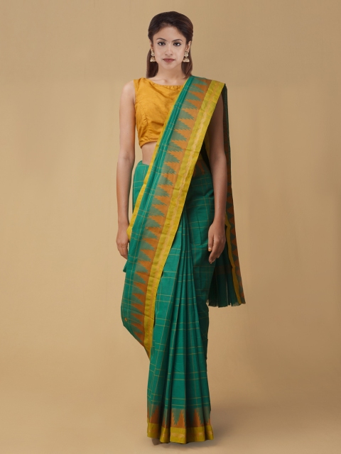 

Unnati Silks Green Striped Pure Chittinad Cotton Saree