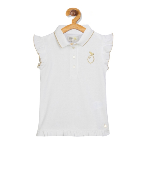 

Cherry Crumble Girls White Solid Shirt Style Top