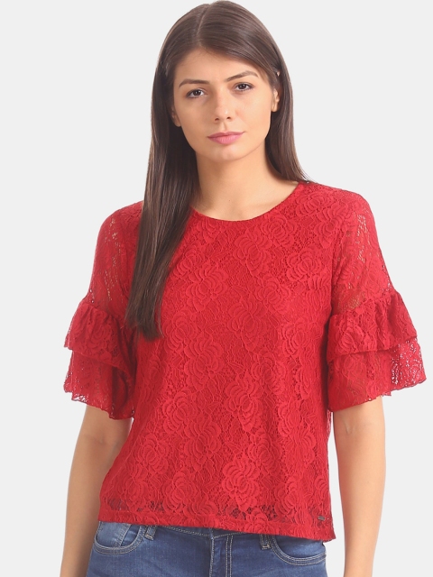 

Sugr Women Red Self Design Top