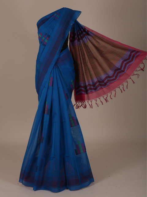 

Pothys Teal Blue Woven Design Silk Cotton Saree